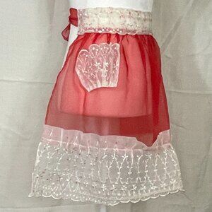 Vintage Red and Lace Half Apron